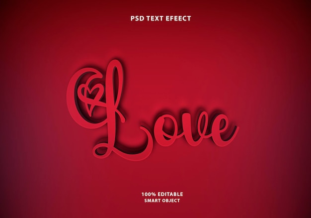 PSD effet de style de texte d'amour psd gratuit