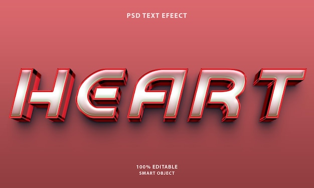 Effet de style de texte de cœur PSD