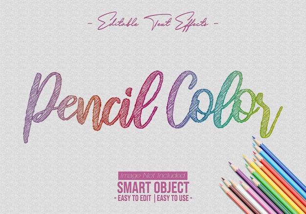 PSD effet de style de texte de couleur de crayon