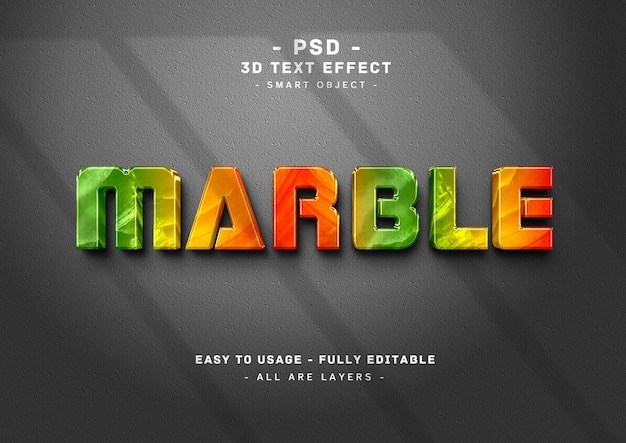 PSD effet de style de texte de couleurs de marbre 3d