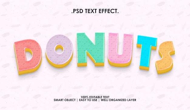 PSD effet de style de texte donuts