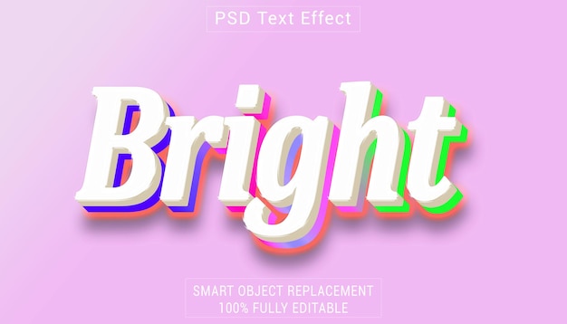Effet de style de texte du logo PSD BRIGHT