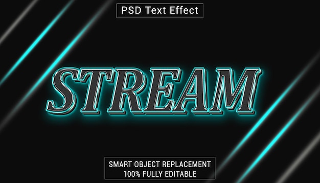Effet de style de texte du logo PSD STREAM