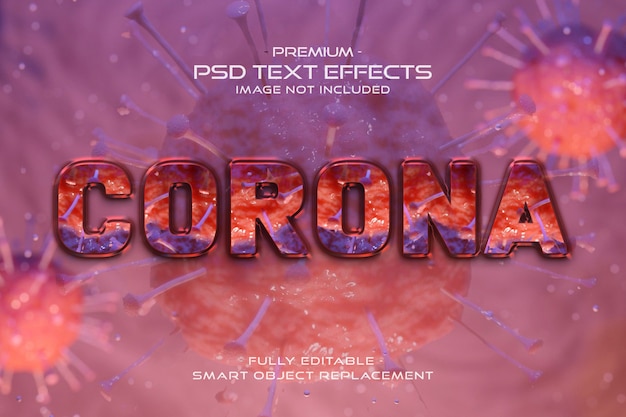 PSD effet de style de texte du virus corona brun