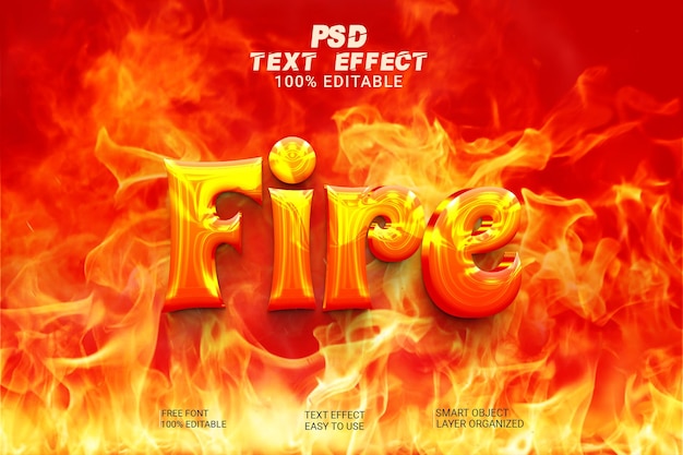 PSD effet de style de texte de feu créatif psd