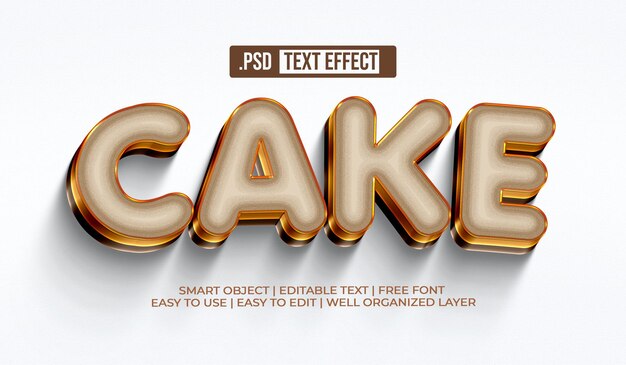 PSD effet de style de texte de gâteau