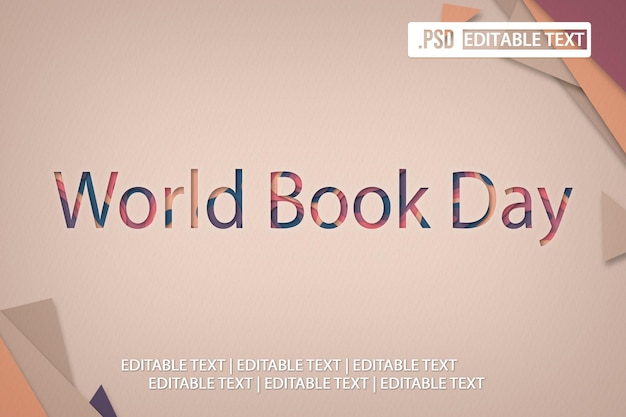 PSD effet de style de texte de la journée mondiale du livre