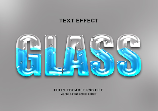 Effet De Style De Texte De Jus Bleu En Verre Modifiable