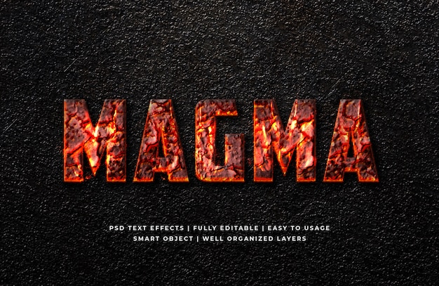 Effet de style de texte Magma 3d