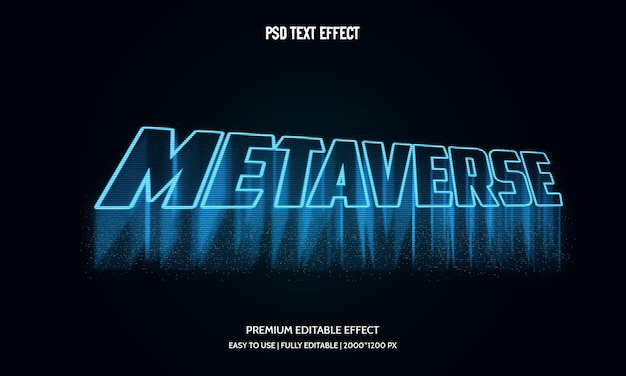 PSD effet de style de texte modifiable 3d métaverse