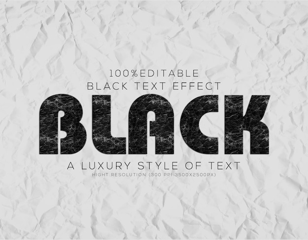 PSD effet de style de texte noir