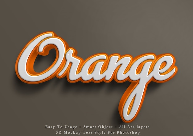 PSD effet de style de texte orange maquette 3d