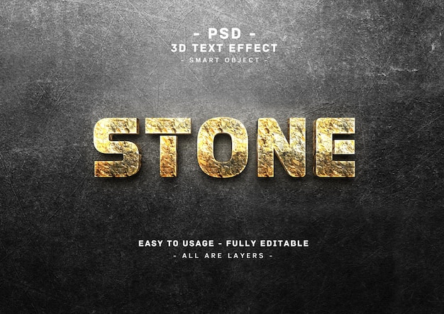 Effet de style de texte en pierre dorée 3d