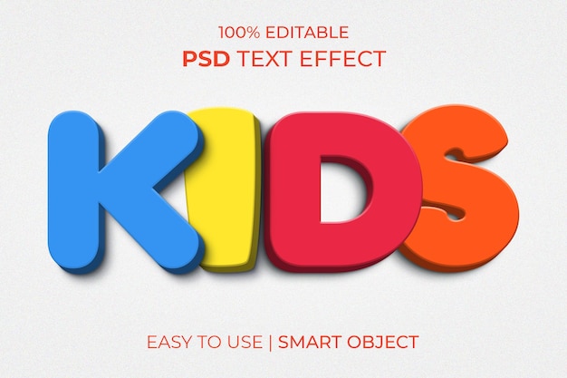 Effet de style de texte pour enfants avec effet de texte de style 3d coloré