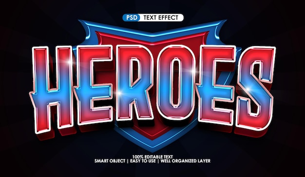 PSD effet de style de texte premium du titre du jeu heroes esport