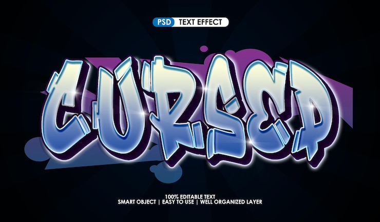 PSD effet de style de texte premium graffiti maudit