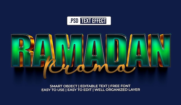 PSD effet de style de texte promotionnel ramadan