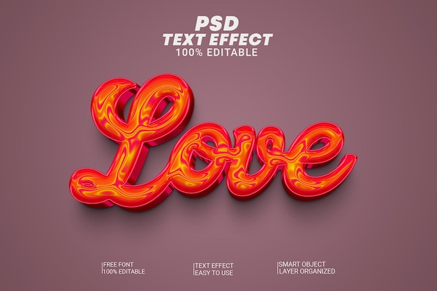 PSD effet de style de texte psd love 3d