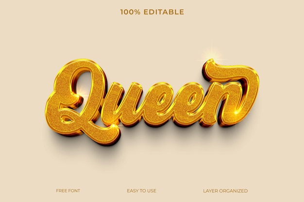 Effet de style de texte PSD Queen 3d