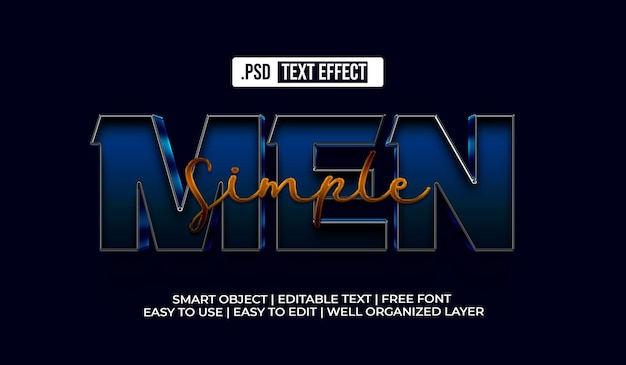 PSD effet de style de texte simple hommes