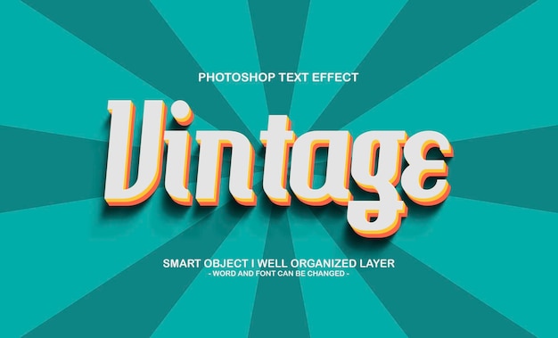 Effet De Style De Texte Vintage 3d Modifiable