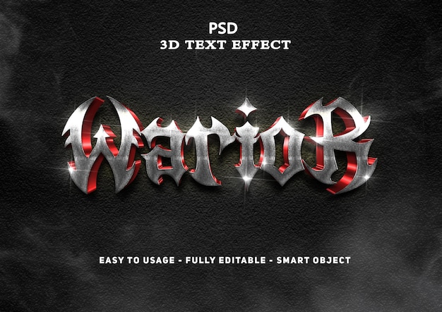 PSD effet de style de texte warior 3d