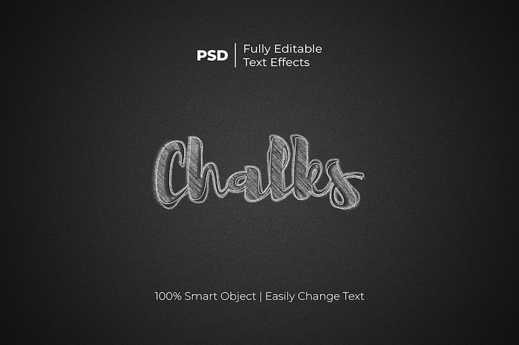 PSD effet de styles de texte à la craie modifiable