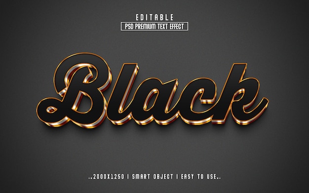 Effet TEXT avec contour doré de texte 3D noir