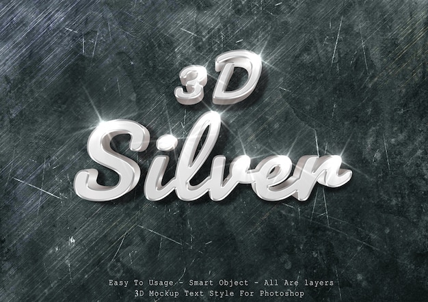 PSD effet de texte 3d argent maquette