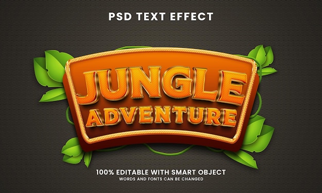 PSD effet de texte 3d aventure dans la jungle