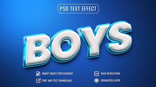 Effet De Texte 3d Bleu Brillant