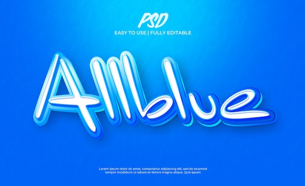 PSD effet de texte 3d bleu