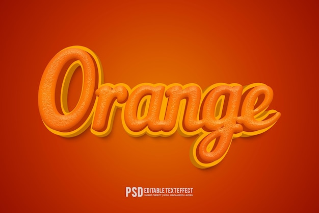 Effet de texte 3D de couleur jaune fruit orange