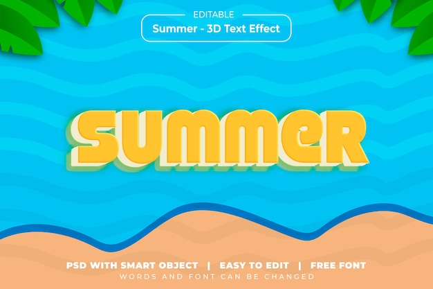 effet de texte 3D d'été bleu