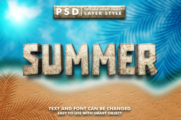 Effet De Texte 3d D'été Psd Premium