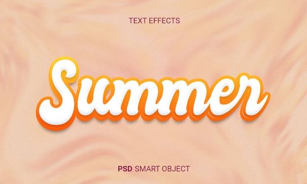 PSD effet de texte 3d d'été avec smart object psd