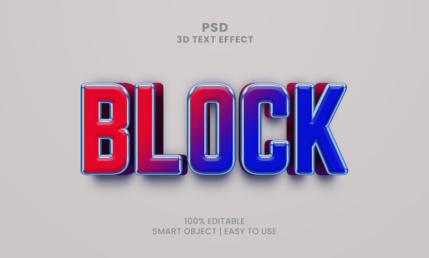 Un effet de texte 3d avec un fond bleu et rouge.