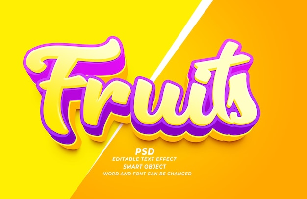 Effet de texte 3D Fruits pour les bannières et les médias sociaux