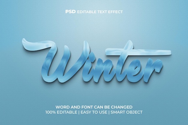 PSD effet de texte 3d d'hiver