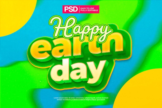 PSD effet de texte 3d joyeux jour de la terre