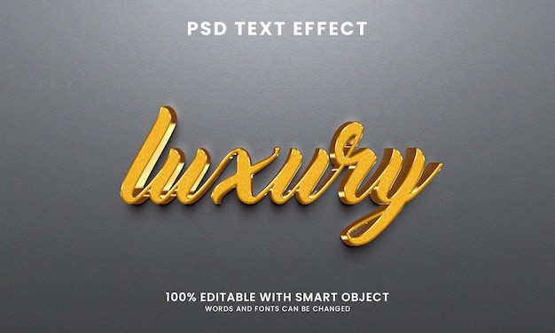Effet de texte 3d de luxe avec couleur dorée