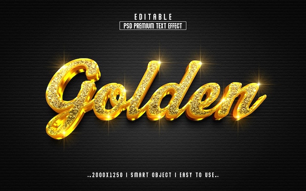 Effet de texte 3D de luxe en or de style PSD