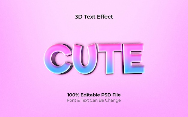 PSD effet de texte 3d mignon