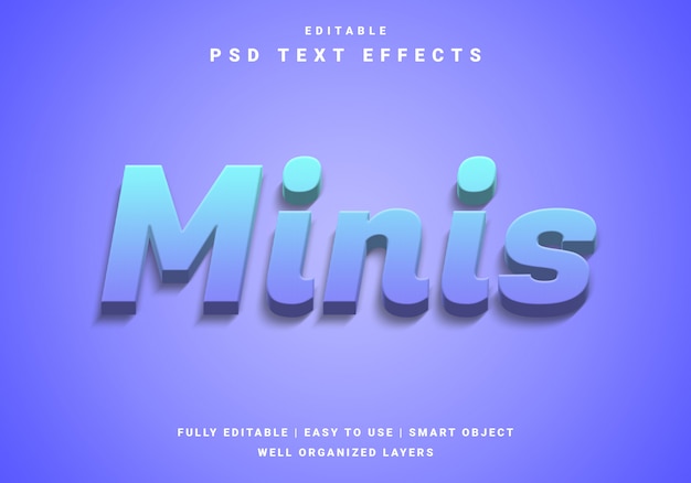 PSD effet de texte 3d minis moderne