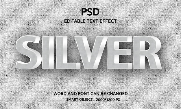 Effet de texte 3d modifiable en argent