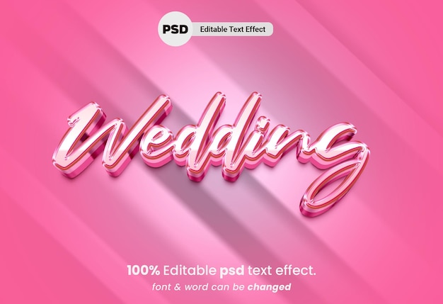 Effet de texte 3D modifiable de mariage