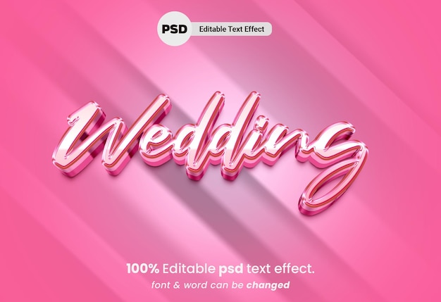 PSD effet de texte 3d modifiable de mariage