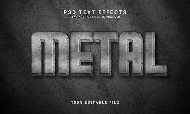 PSD effet de texte 3d modifiable en métal