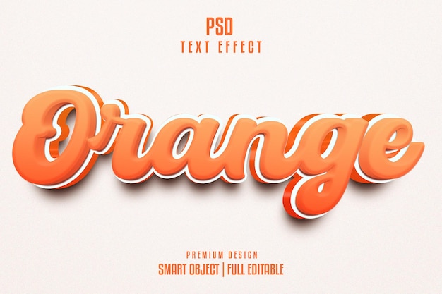 Effet de texte 3D modifiable orange PSD
