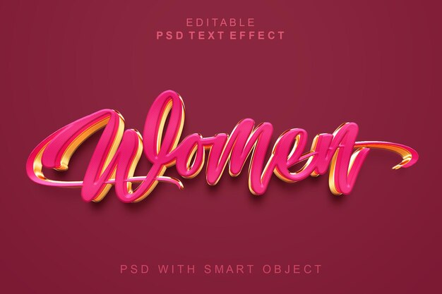 PSD effet de texte 3d modifiable pour femmes